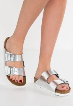 Birkenstock Arizona Nl Sfb NarrowCiabattineMetallic Silver Donna Ciabatte E Zoccoli BI111F044-D11